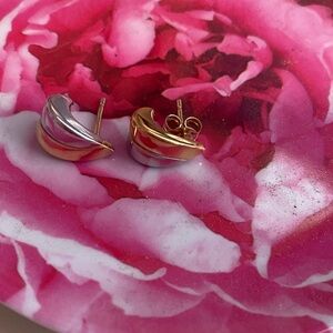 Elegant Two-Tone 10kt Gold Huggie Earrings